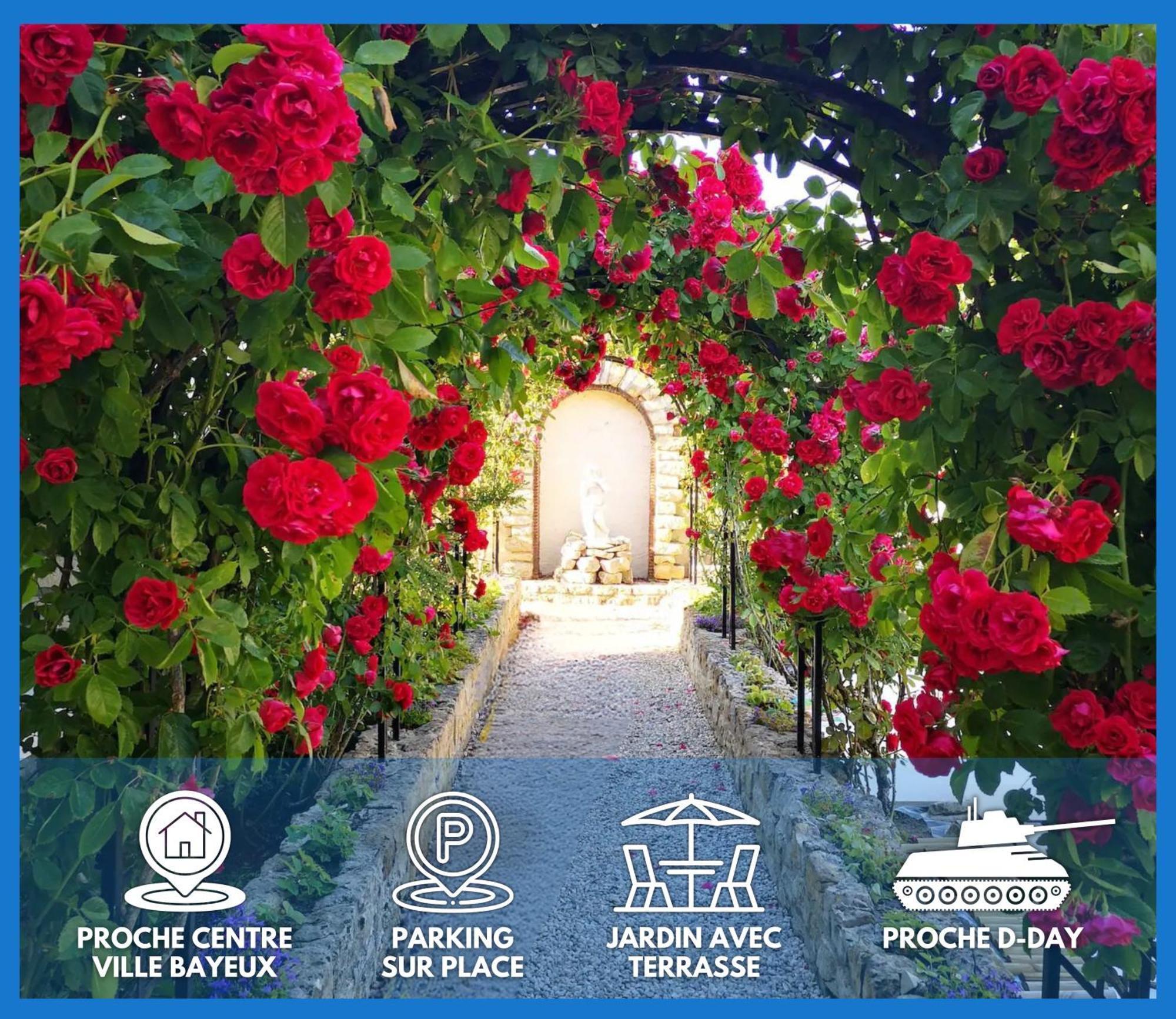 La Roseliere Maison Plain Pied Confortable Belle Decoration Jardin Magnifique 10 Mn A Pied Centre Ville Bayeux Proche Plages Du Debarquement Buitenkant foto
